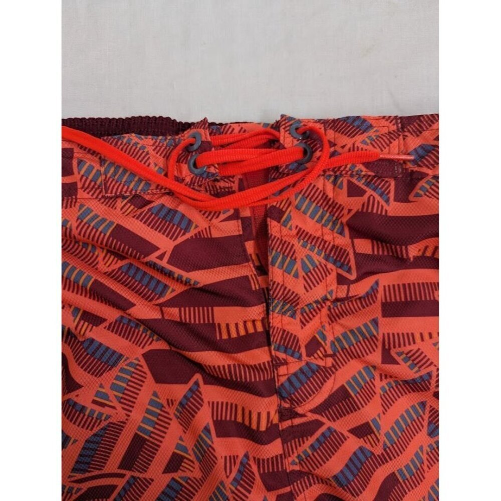 Nike Men's size Medium geometric swim shorts, orange burgundy, neon, lined O13 - Picture 6 of 11
